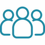 Icon von 3 kleinen Avataren in Türkis
